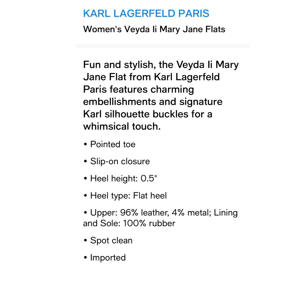 Karl Lagerfeld Paris Black Veyda li Mary Jane Flats Shoes Size 9 $129 NIB - Picture 10 of 10